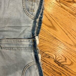 Lace up detail zara denim shorts with cut off waist.